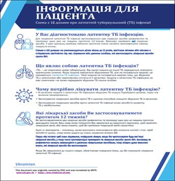 <strong>12</strong>-Dose Regimen for LTBI Patient Education Brochure (Ukrainian)