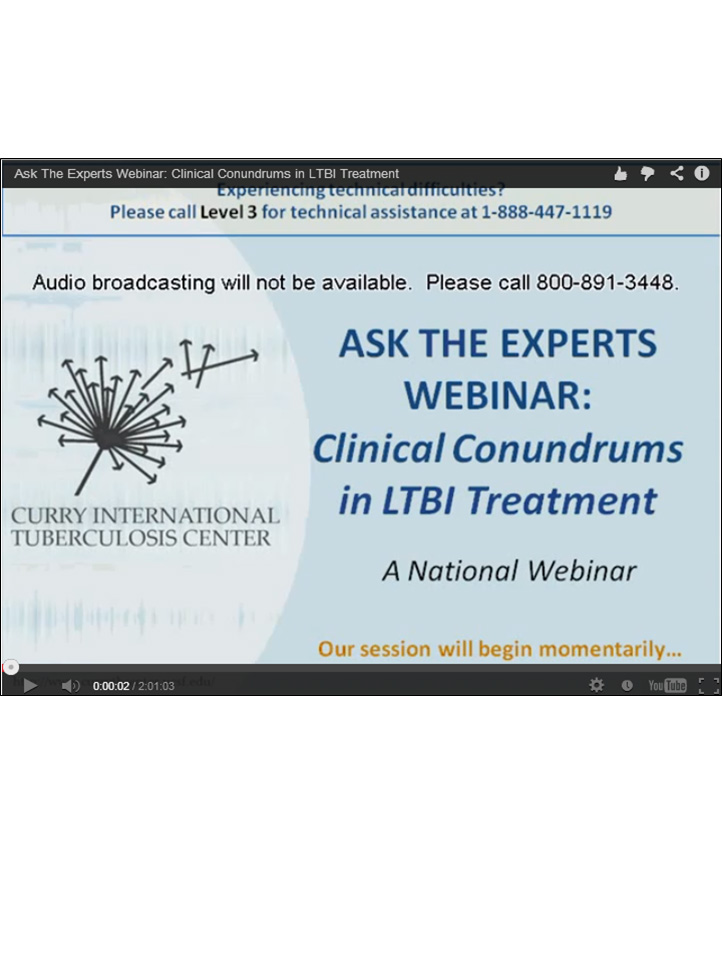 Ask The Experts Webinar: Clinical Conundrums in LTBI Treatment