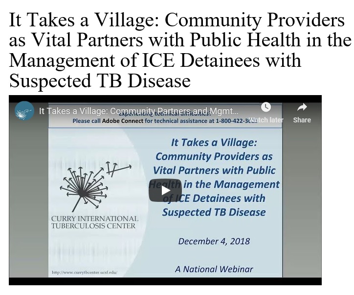 It Takes a Village: Community Providers as Vital Partners with Public Health in the Management of ICE Detainees with Suspected TB Disease