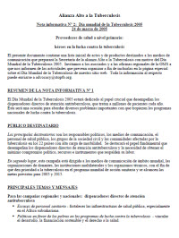 Nota Informativa No. 2: Dia Mundial de la Tuberculosis 2005[Briefing Note - 2: World Stop TB Day 2005]