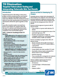 Targeted Tuberculin Testing and Interpreting Tuberculin Skin Test Results