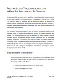 Toolbox: Treating Latent Tuberculosis Infection in High-Risk Populations