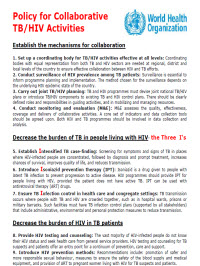 Policy for Collaborative TB/HIV Activities