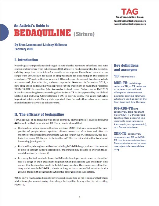 An Activist’s Guide to Bedaquiline (Sirturo)