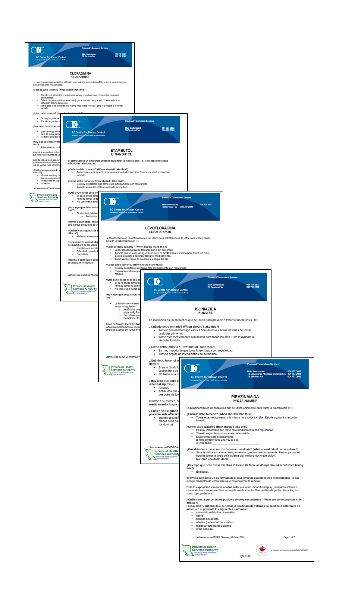 TB Medication Fact Sheets (Spanish)