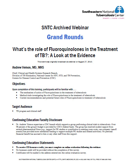 What’s the Role of Fluoroquinolones in the Treatment of TB?: A Look at the Evidence