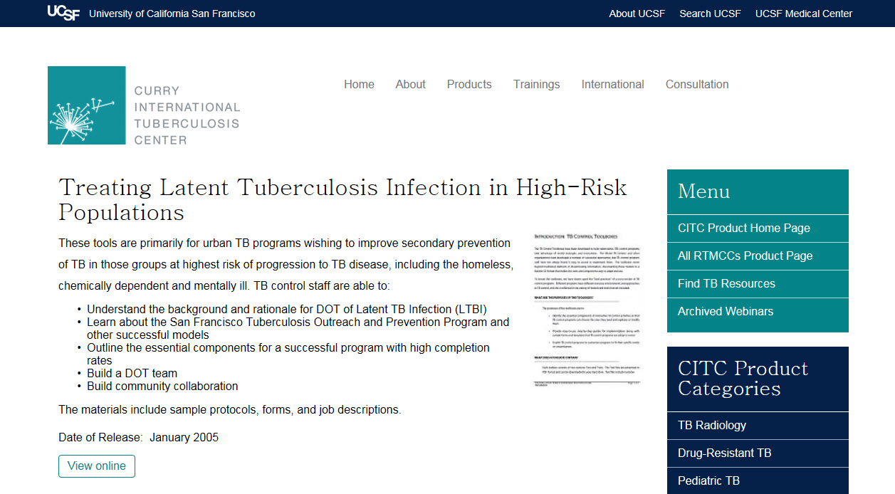 Toolbox: Treating Latent Tuberculosis Infection in High-Risk Populations