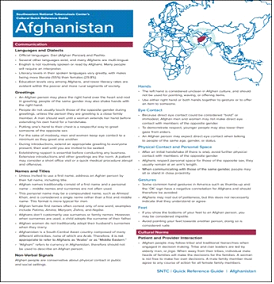 Cultural Quick Reference Guide: Afghanistan 