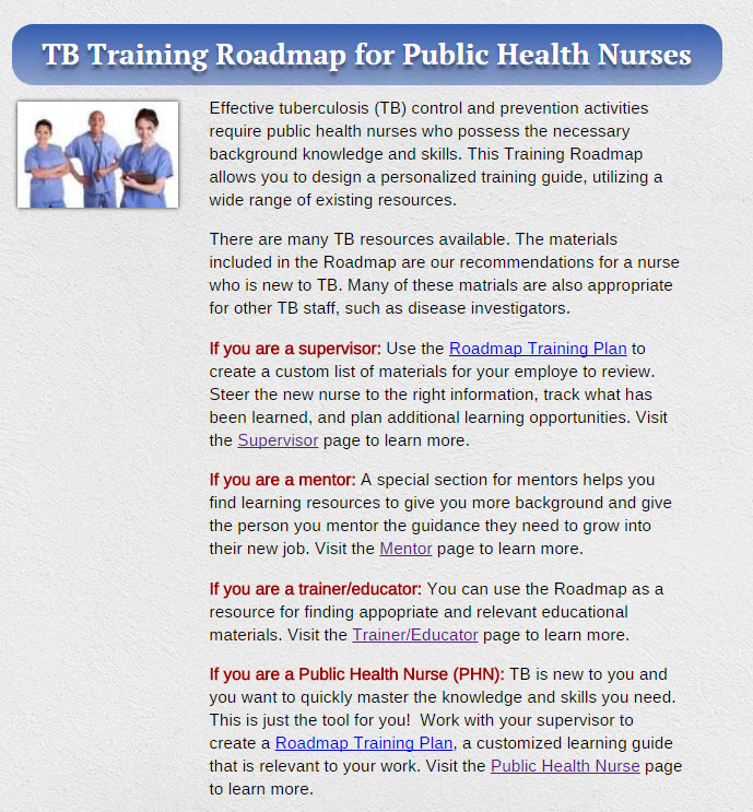 TB Training Roadmap for Public Health Nurses