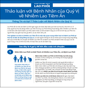  Thảo luận với Bệnh Nhân của Quý Vị về Nhiễm Lao Tiềm Ẩn [Talking with Your Patients about Latent Tuberculosis (TB) Infection]