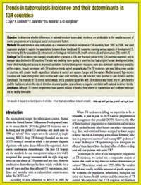 Trends in Tuberculosis Incidence and their Determinants in 134 Countries