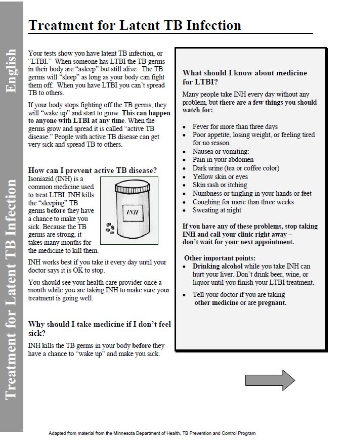 Treatment for Latent TB Infection Fact Sheet (Multi-Language)