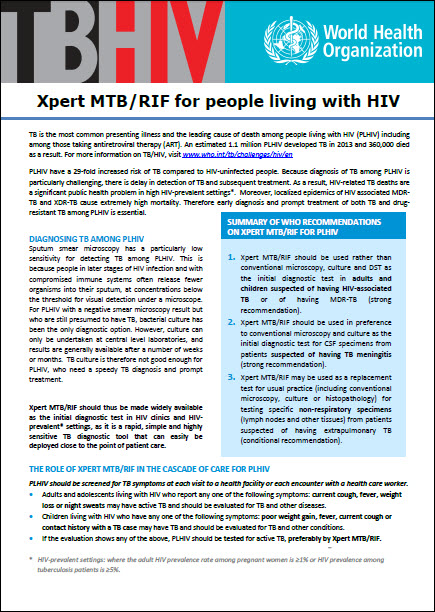 Xpert MTB/RIF for People Living with HIV