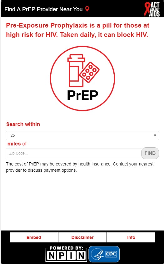 ActAgainstAids PrEP Locator Widget ActAgainstAids PrEP Locator Widget