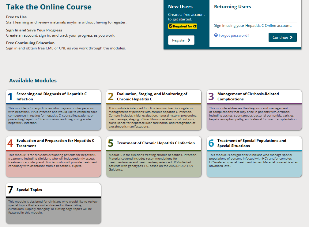Hepatitis c online course national prevention information network