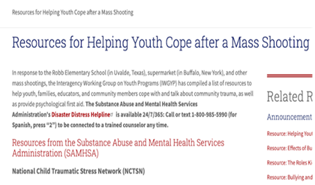 Resources for Helping Youth Cope after a Mass Shooting