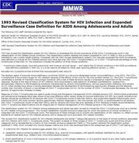 hiv classification revised infection system aids 1993 definition case adolescents among surveillance expanded adults cdc