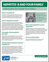 Hepatitis B And Your Family: Information For People From Africa ...