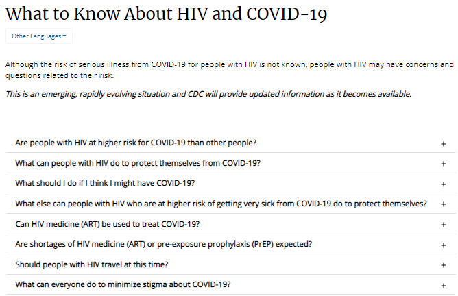 What to Know About HIV and COVID-19. Go to website.