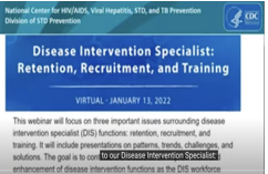 Disease Intervention Specialist: Retention, Recruitment, and Training (web)