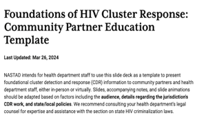 HIV Cluster Response (Web)