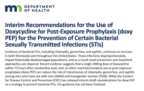 Interim Recommendations Use of Doxy PEP for STIs (PDF)