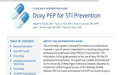 Clinician's Information Guide: Doxy PEP for STI Prevention (Web)