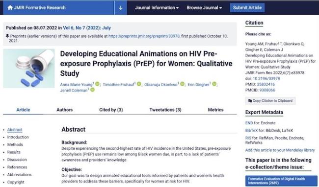 Developing Educational Animations on HIV Pre-Exposure Prophylaxis (PrEP) for Women: Qualitative Study (Web)
