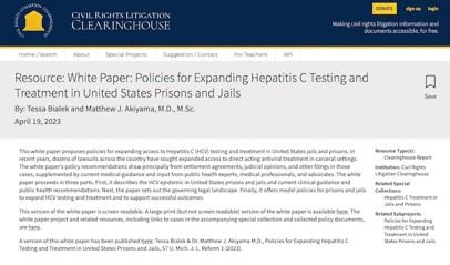 Policies for Expanding Hepatitis C Testing and Treatment in United States Prisons and Jails (Web)