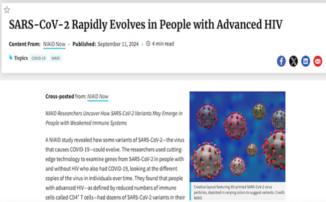 SARS-CoV-2 Rapidly Evolves in People with Advanced HIV (Web)