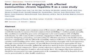 Best Practices for Engaging with Affected Communities: Chronic Hepatitis B as a Case Study (Web)
