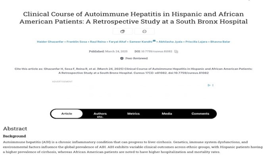 Clinical Course of Autoimmune Hepatitis in Hispanic and African American Patients: A Retrospective Study at a South Bronx Hospital (Web)