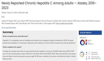 Newly Reported Chronic Hepatitis C Among Adults — Alaska, 2016–2023 (Web)