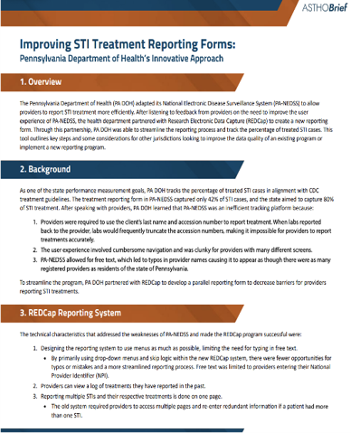 Improving STI Treatment Reporting Forms: Pennsylvania Department of Health’s Innovative Approach (PDF)