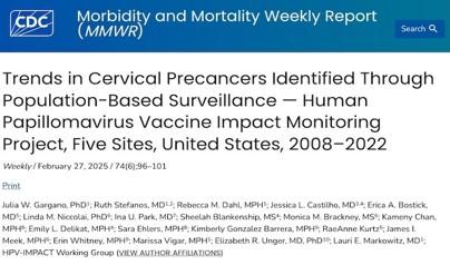 Trends in Cervical Precancers Identified Through Population-Based Surveillance (Web)