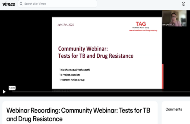 Webinar Recording: Community Webinar: Tests for TB and Drug Resistance (Web)