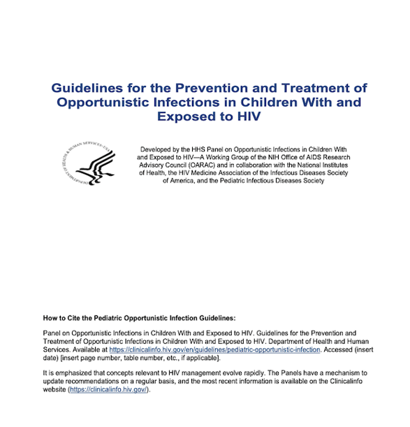 Guidelines for the Prevention and Treatment of Opportunistic Infections in Children With and Exposed to HIV (PDF)