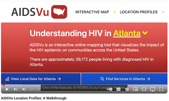 AIDSVu Location Profiles: A Walkthrough (Web) Understanding HIV in Atlanta