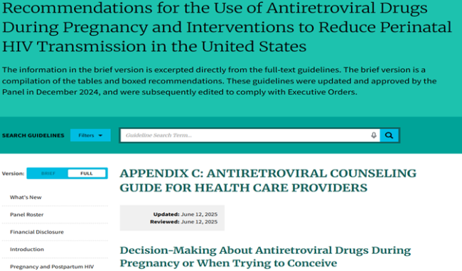 Recommendations for the Use of Antiretroviral Drugs During Pregnancy and Interventions to Reduce Perinatal HIV Transmission in the United States 