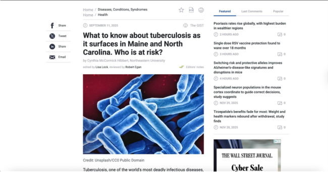 What to know about tuberculosis as it surfaces in Maine and North Carolina. Who is at risk? (URL) 