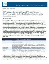 Thumbnail image of HIV, Intimate Partner Violence (IPV), and Women: New Opportunities Under the Affordable Care Act (ACA) 
