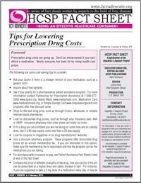 Thumbnail image of HCSP Fact Sheet: Tips for Lowering Prescription Drug Costs 