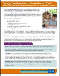 Thumbnail image of Promoting Parent Engagement in Schools to Prevent HIV and other STDs Among Teens: Information for State and Local Education Agencies 