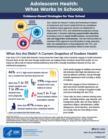Adolescent Health: What Works in Schools- Evidence Based Strategies for Your School. Go to infosheet.