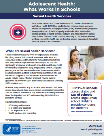 Adolescent Health: What Works in Schools- Sexual Health Services. Go to infosheet.
