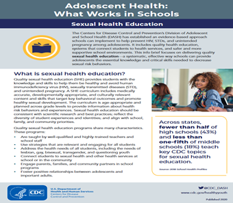 Adolescent Health: What Works in Schools "Sexual Health Education". Go to info sheet.
