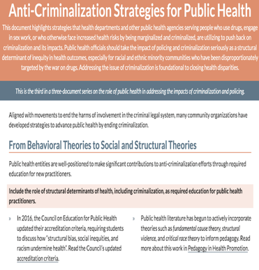 Anti-Criminalization Strategies for Public Health (PDF)