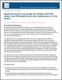 Thumbnail image of Health Insurance Coverage for People with HIV Under the Affordable Care Act: Experiences in Five States 