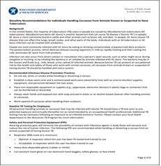 Biosafety Recommendations for Individuals Handling Carcasses from Animals Known or Suspected to Have Tuberculosis. Go to fact sheet