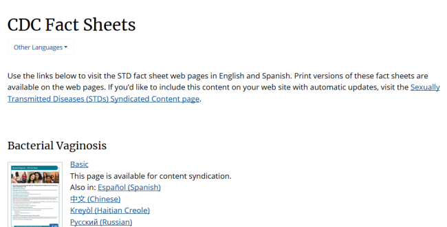 CDC Sexually Transmitted Diseases Fact Sheets. Go to fact sheets.